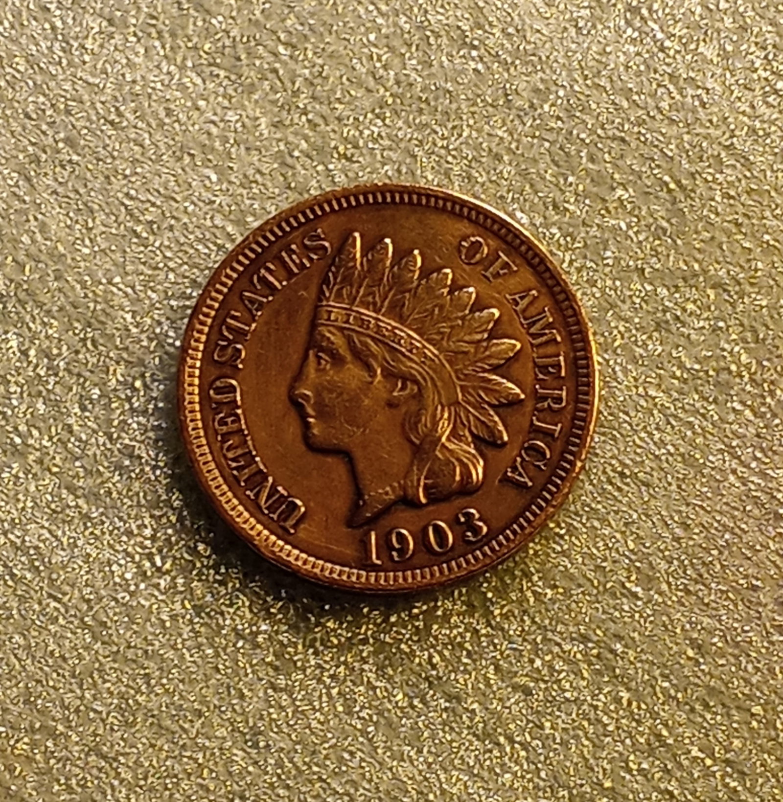 1903 Indian Chieftan Head Cent Penny Bold Strike Acorns.Red: Ungraded. 50-60. Bold strike with high detail. Examine acorns among the oaks leaves. Very red color.
