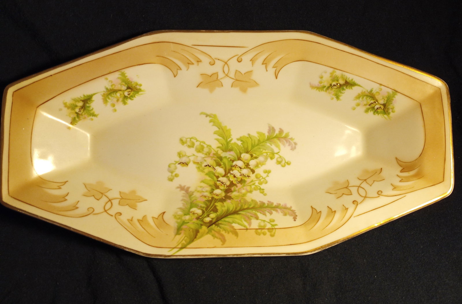 Silesia Striegau Jugendstil Porcelain Deep Serving Dish Lily of the Valley (1 of 4)