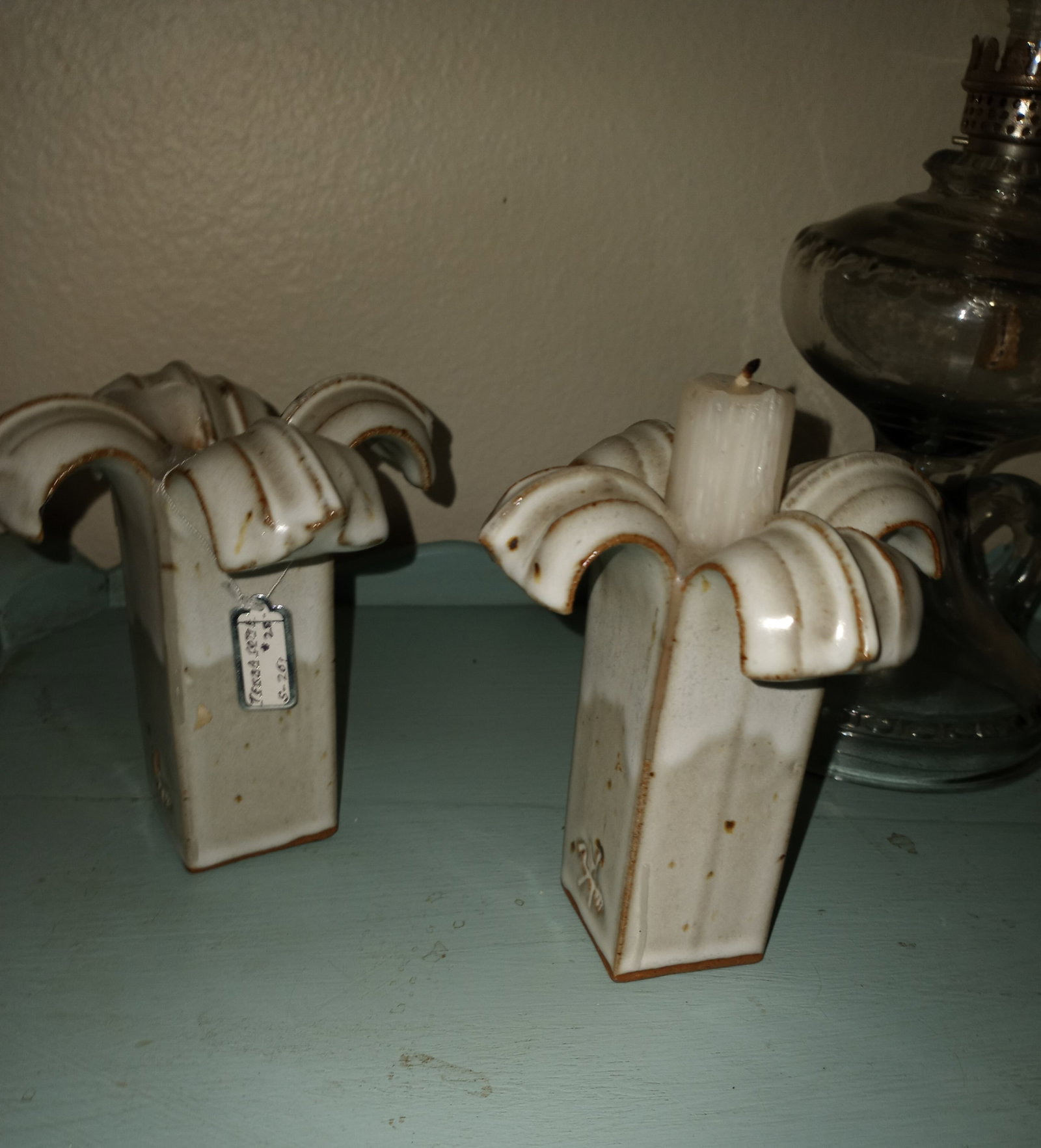 Signed Paul Anthony Stoneware Candlesticks ca 1980 (1 of 4)