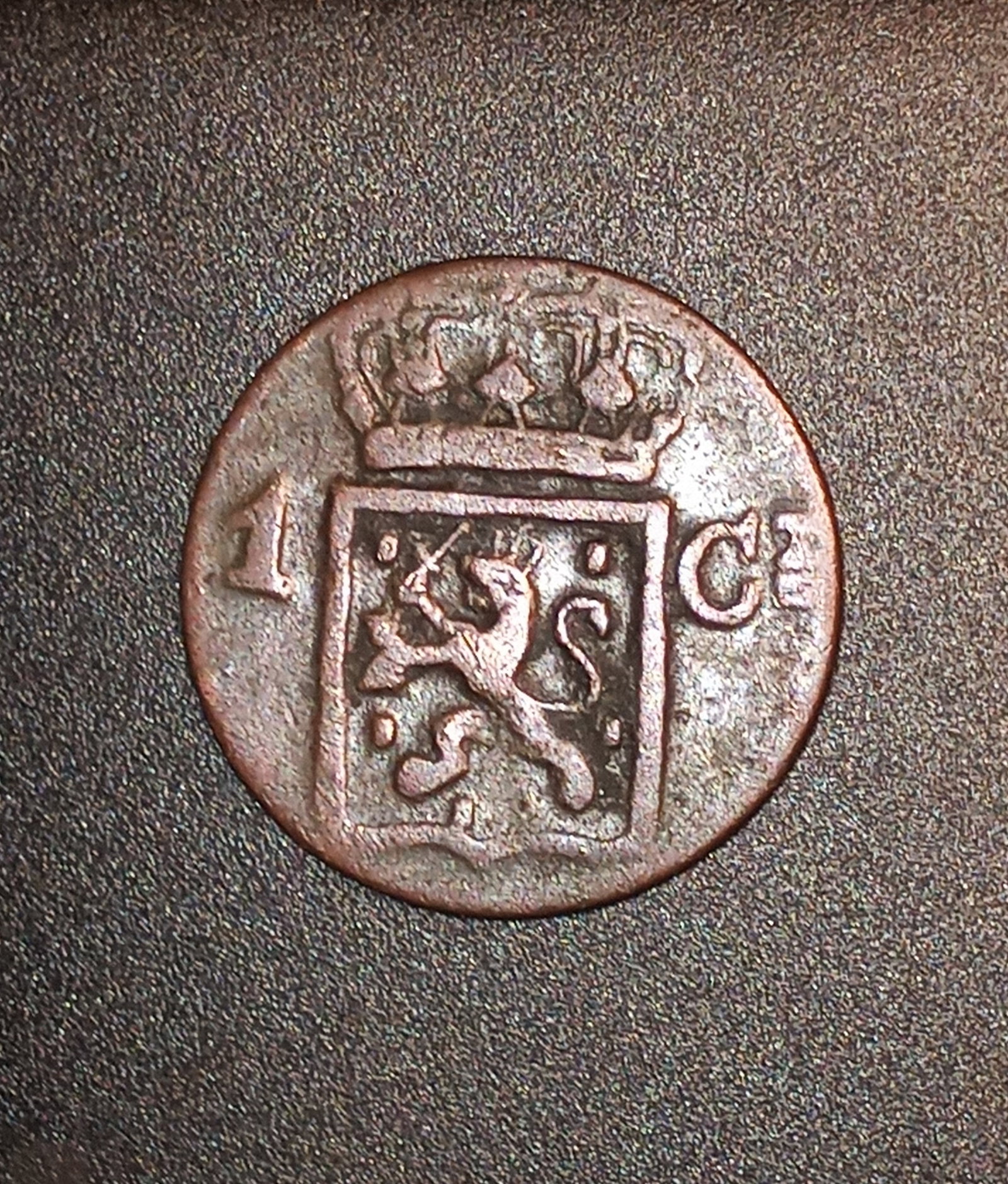 Dutch Netherlands Indies 1838 Colonial One Cent Coin Misstrike: Copper coin.