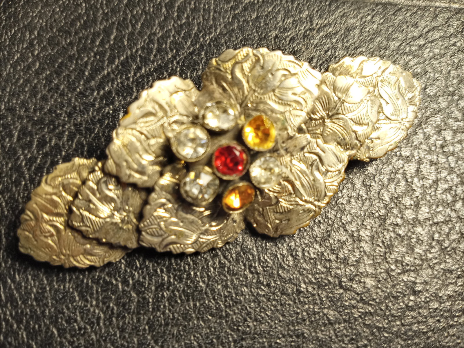 Circa 1900 Leaf Form Nickel Steel Brooch (1 of 5)