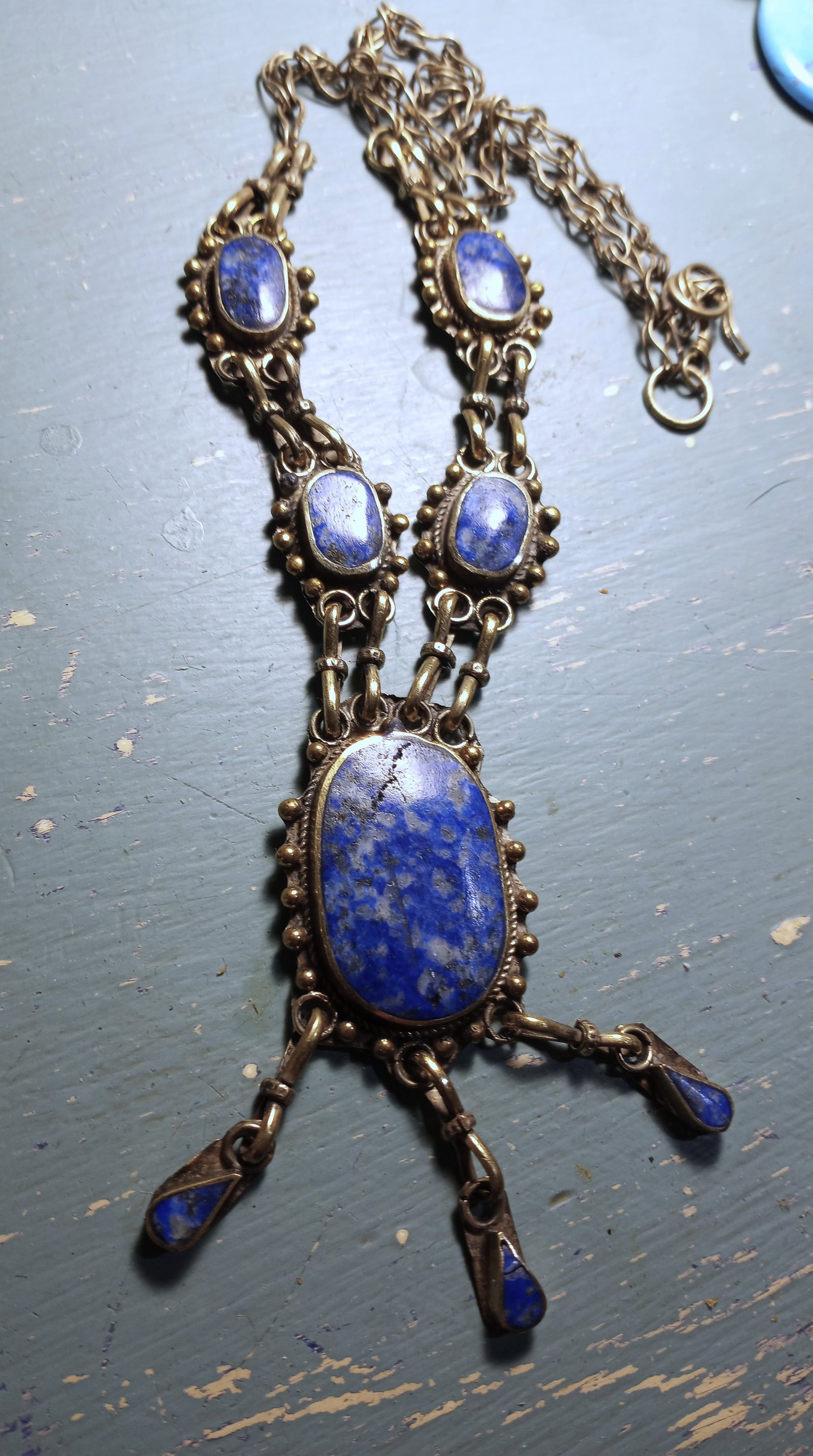 Vintage Sodalite Stone Bib Necklace (1 of 6)