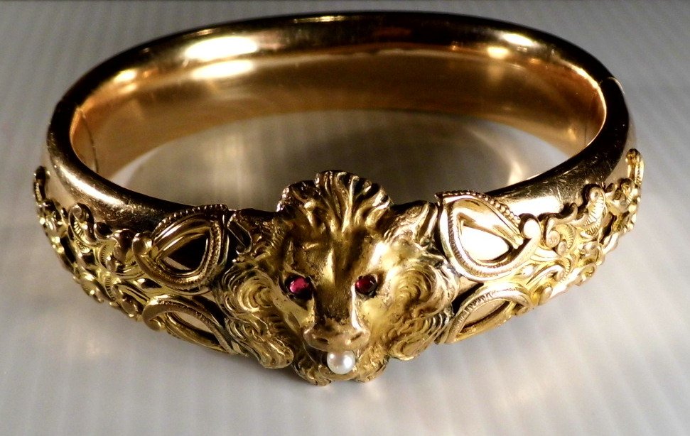 Antique Victorian Gold Filled Bracelet Pearl & Spinels (1 of 6)