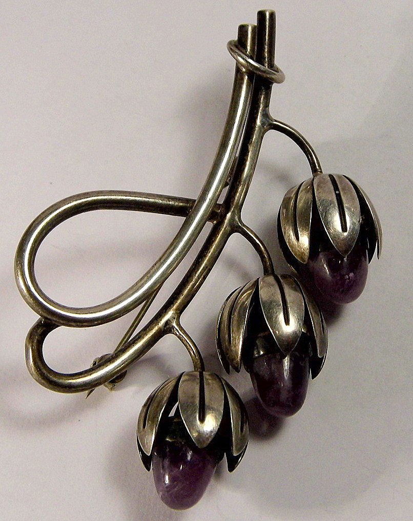 Vintage Amethyst Floral Mexican Sterling Silver Brooch (1 of 5)