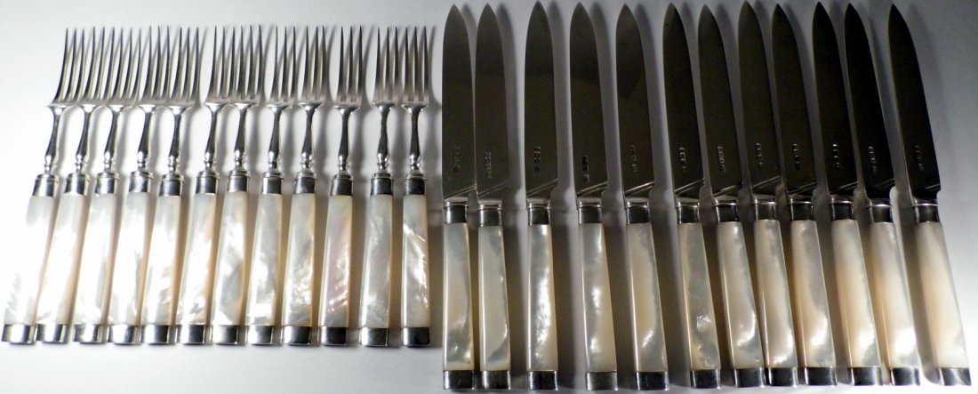 Sheffield English Sterling Silver 1915 24 Pc Fish Set (1 of 9)