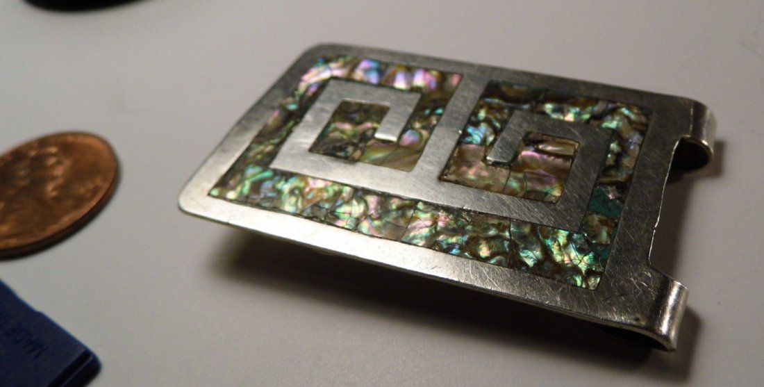 Vintage Mexican Sterling Silver Abalone Shell Money (1 of 4)