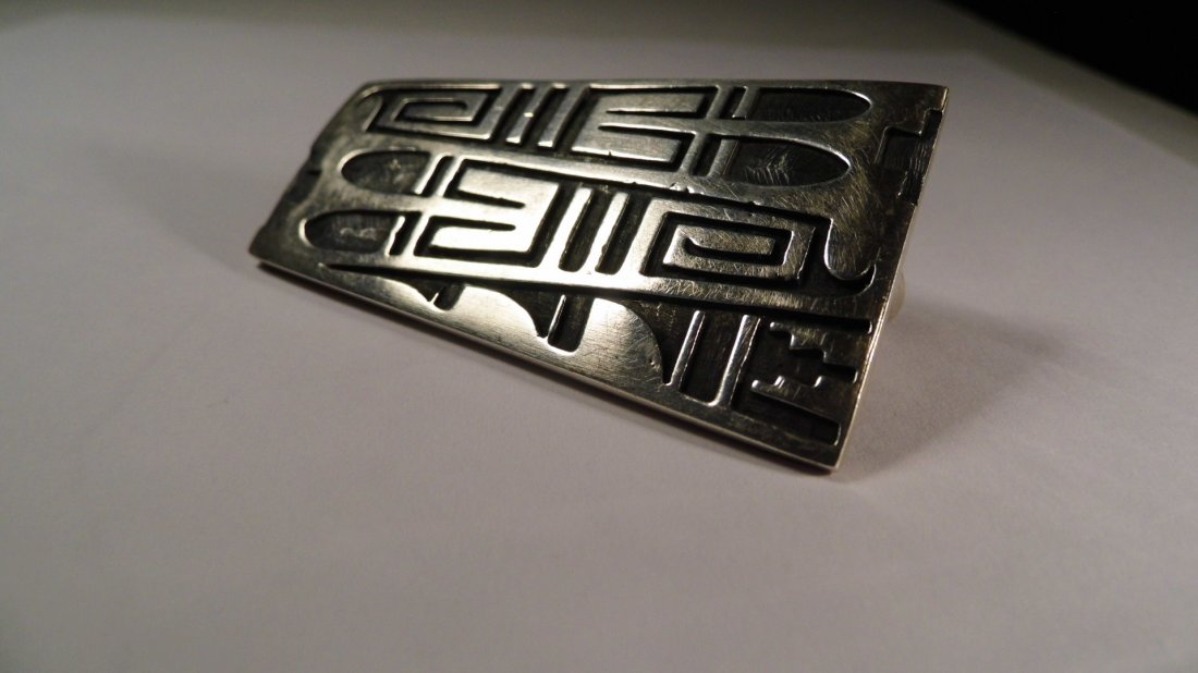 Signed Niello Sterling Silver Southwestern Belt Hook (1 of 4)