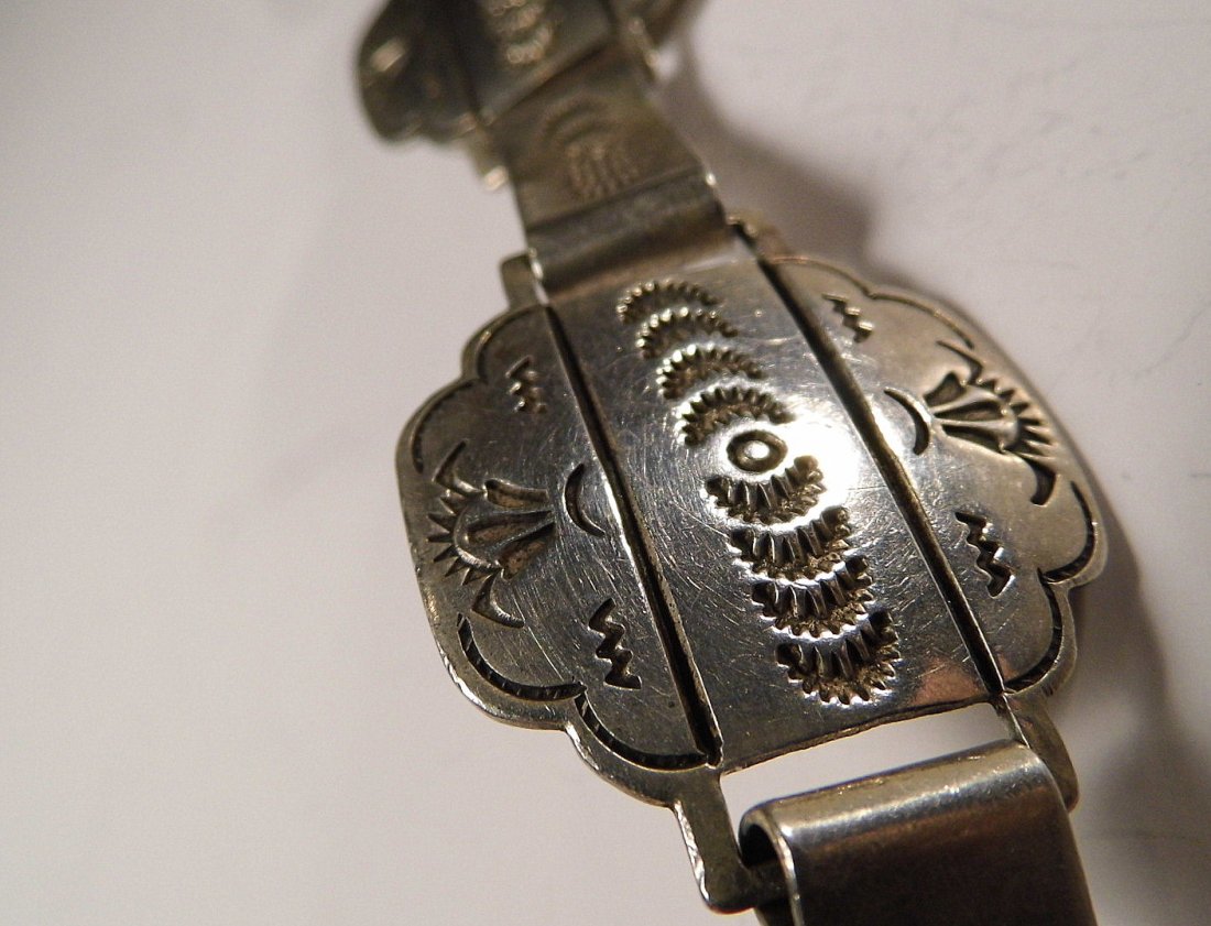 Native American Sterling Silver Bracelet SIgned JM (1 of 4)