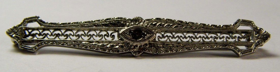 Vintage Filigree Sterling Silver Bar Pin (1 of 4)