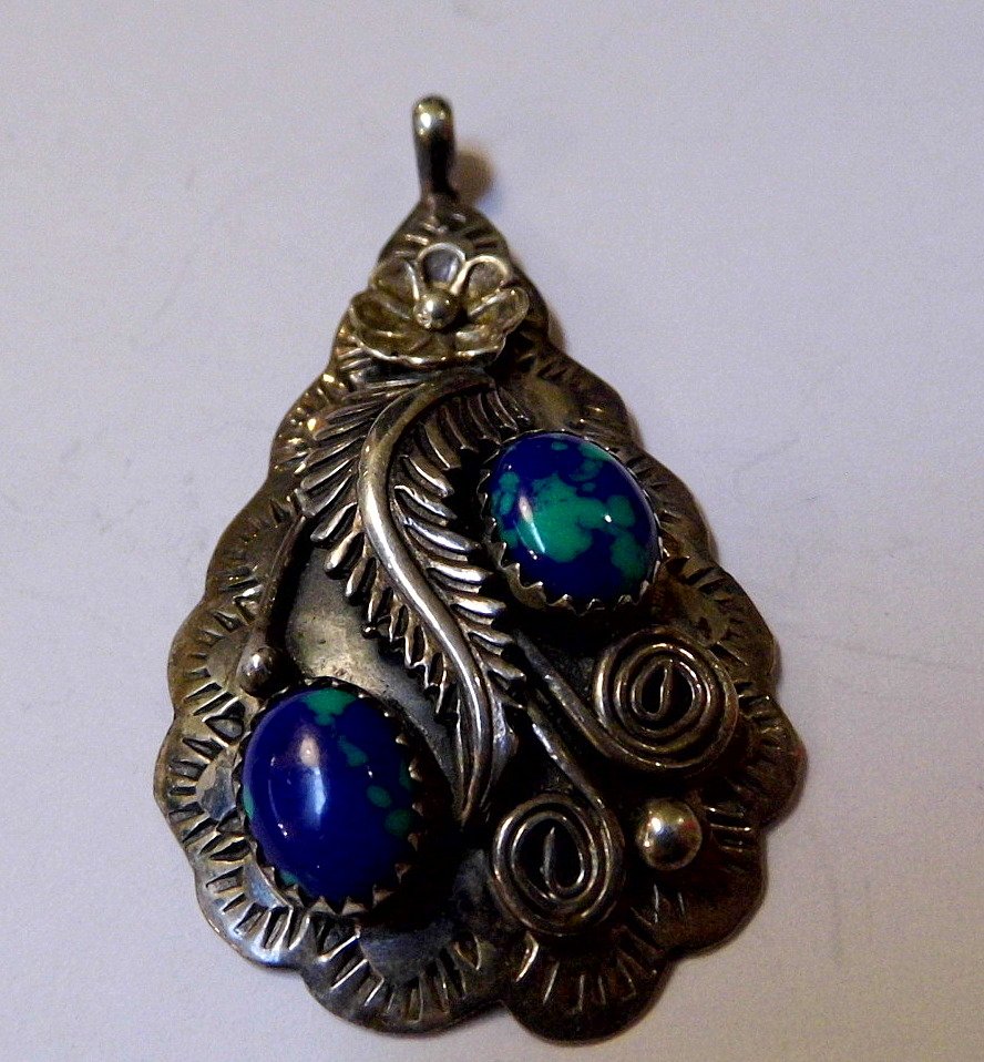 Native American Sterling Silver Turquoise Pendant (1 of 5)