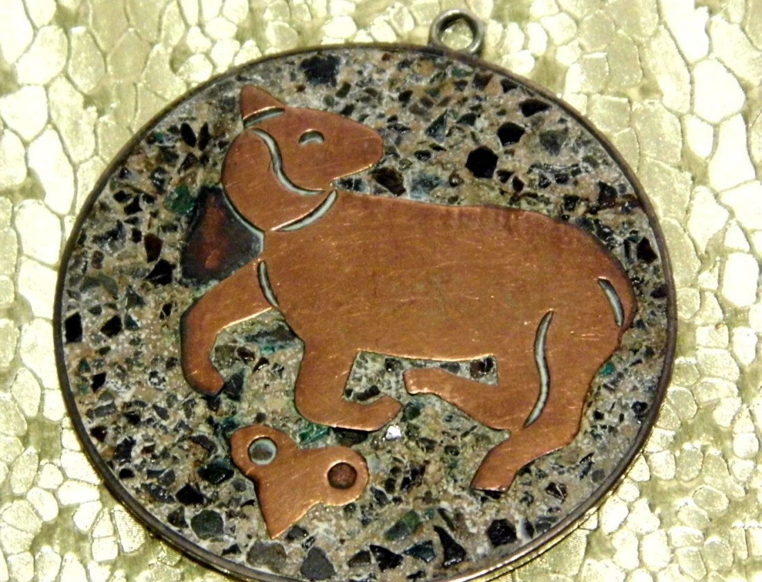 Estela Popowski Mexican Mixed Metal Disk Brooch (1 of 4)