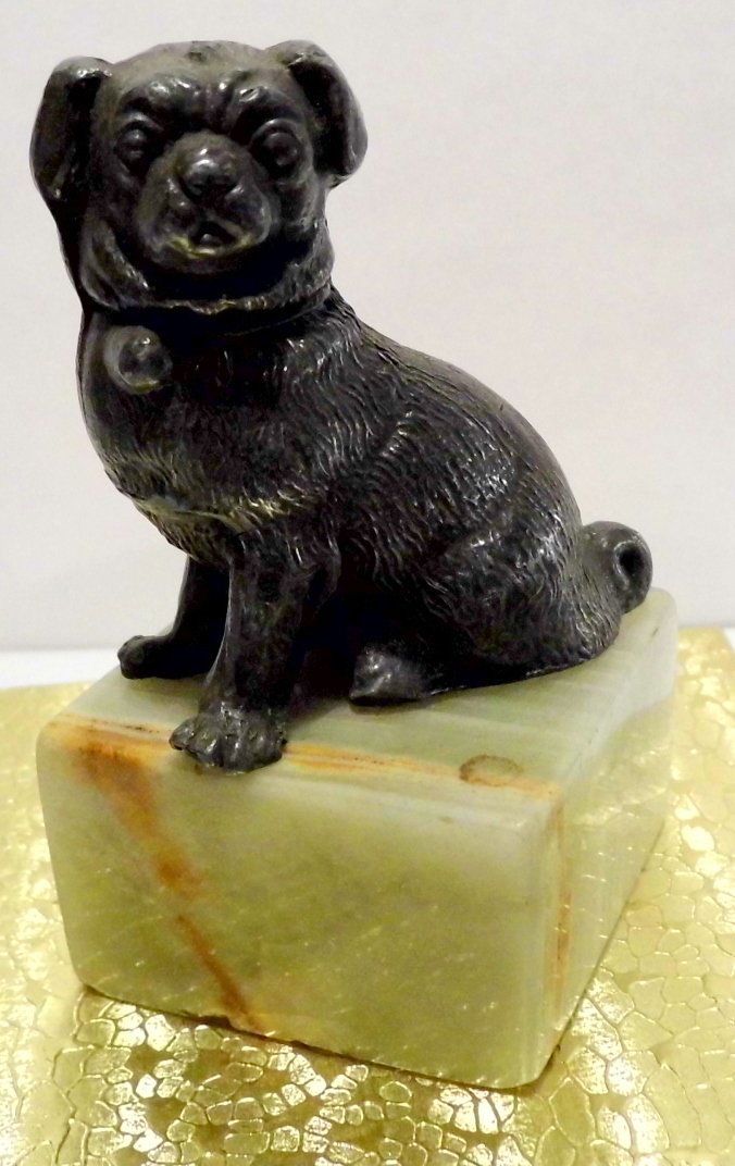 Vintage Pug Dog Statue on Onyx Stand (1 of 6)