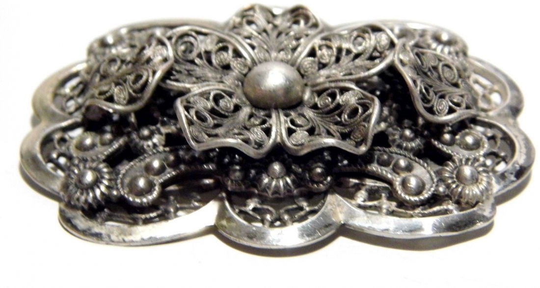 Large Antique Filigree Silver Edwardian Brooch (1 of 4)