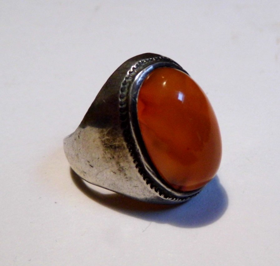 Vintage Sand Cast Asian Silver Carnelian Ring (1 of 4)