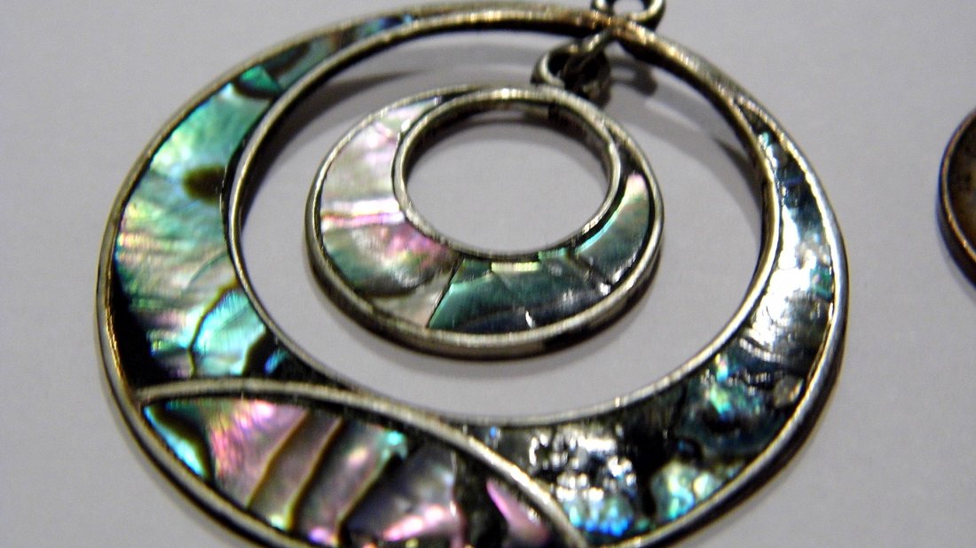 Vintage Sterling Silver Abalone Necklace Pendant (1 of 4)