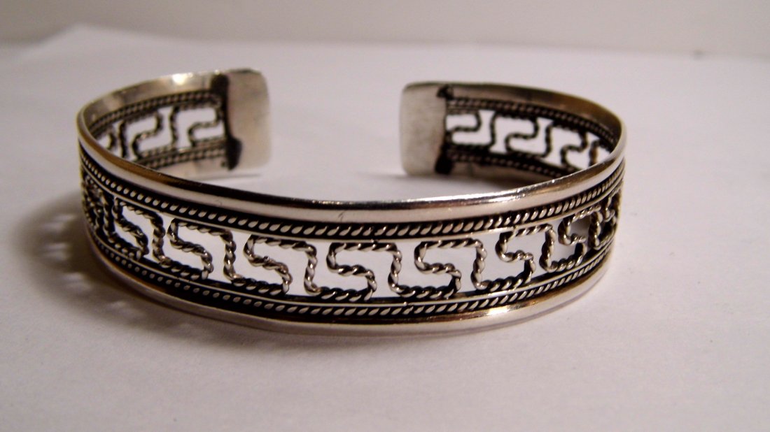 Greek 950 Sterling Silver Cuff Bracelet (1 of 5)
