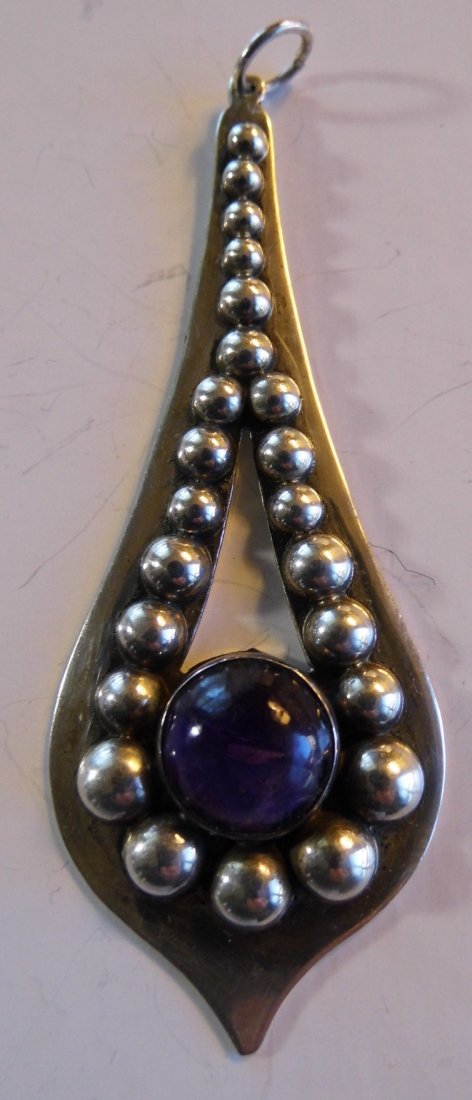 Fine Mexican Sterling Silver Amethyst Necklace Pendant (1 of 7)