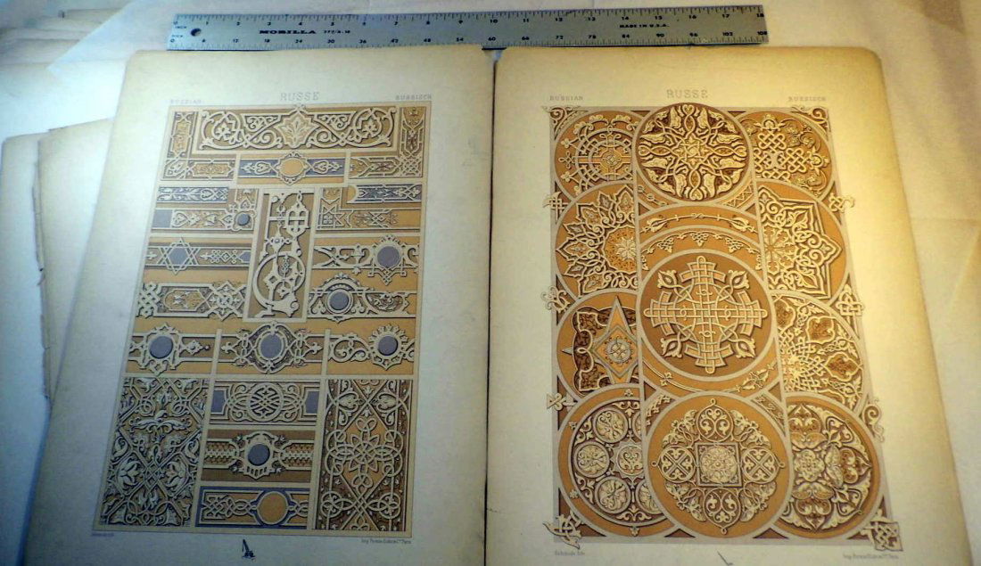 L'ornamente des Tissus 1877 Fine Print Pair Russian Art (1 of 9)