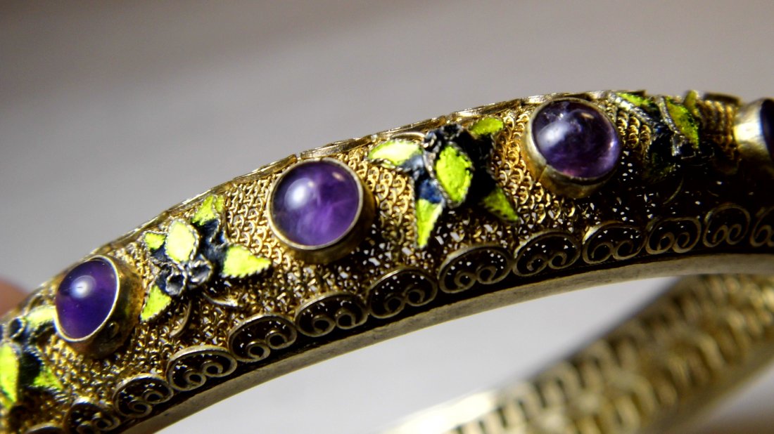 Sterling Silver Vermeil Chinese Filigree Bracelet (1 of 4)