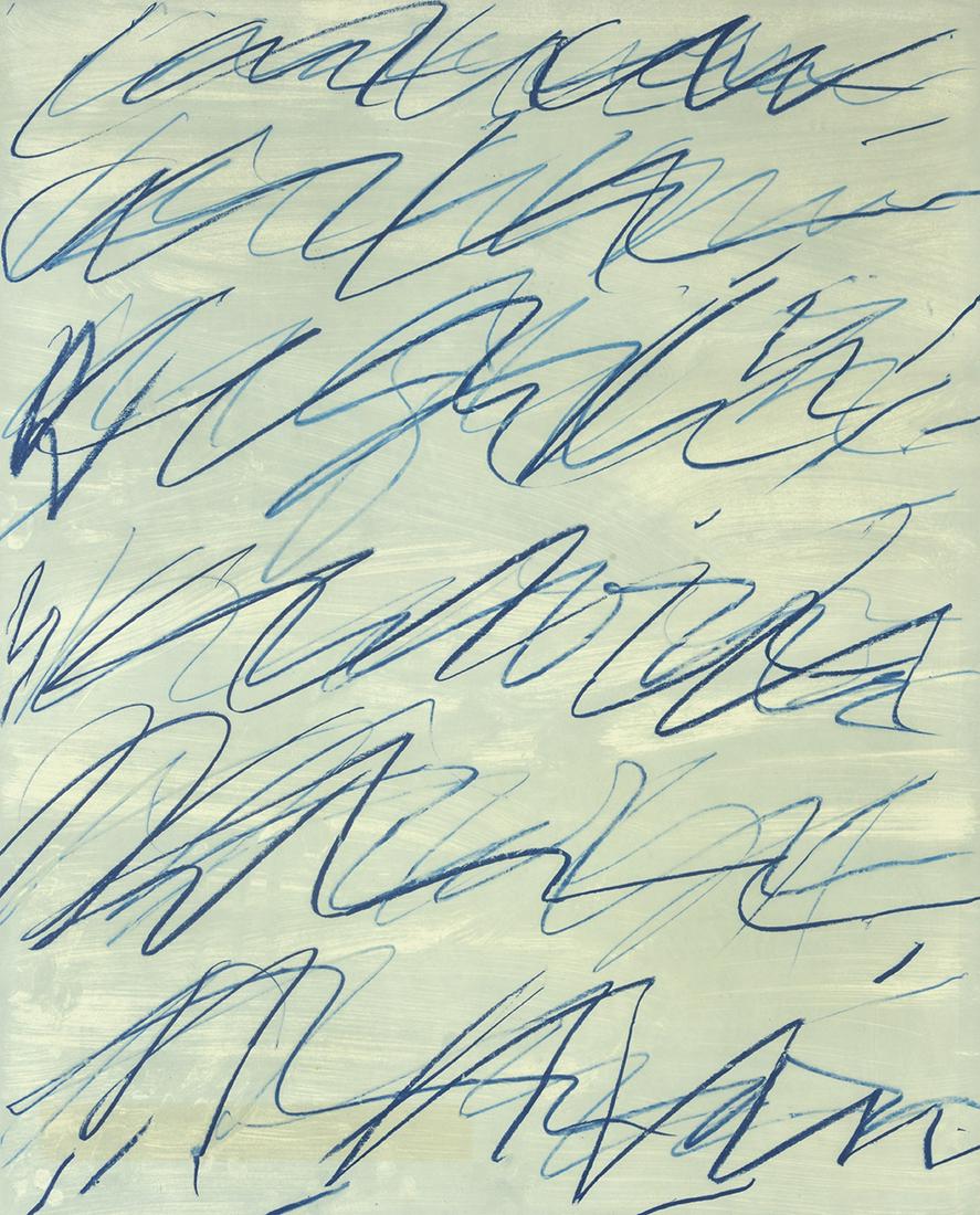 Cy TWOMBLY (1928-2011): Cy TWOMBLY (1928-2011) ROMAN NOTES I, 1970 Offset lithograph in colors, numbered 73/100 and signed on the back 34.1 × 27.5 in - 86,8 x 70 cm Provenance: • Private collection, Paris Bibliography: ��