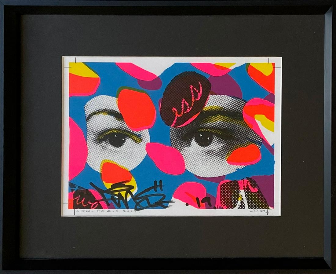 Paul INSECT (British, born in 1971): Paul INSECT (Britannique, ne en 1971)There is more upstairs, Postcard Set exhibition, 2019Postcard enhanced by hand by the artist during his exhibition, located in Paris and dated lower left and signe