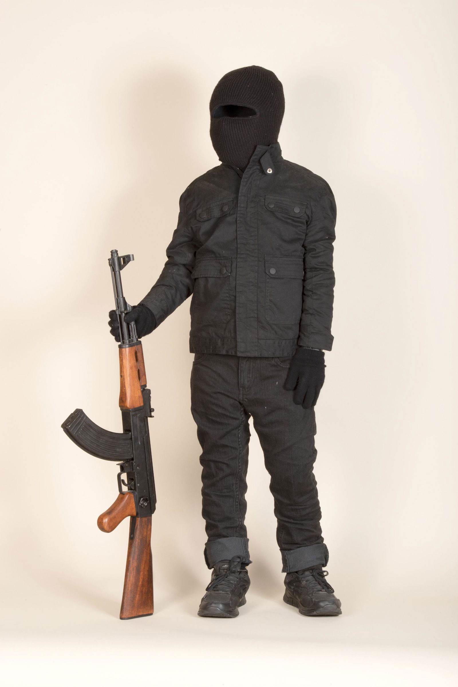 MARK JENKINS (American, born in 1970): MARK JENKINS (American, born in 1970) David, 2014 Mixed media, adhesive tape, garment, paint, resin and replica of a gun, numbered on the left leg, dated and signed 50 Ã— 20 Ã— 16.5 in Exhibitio
