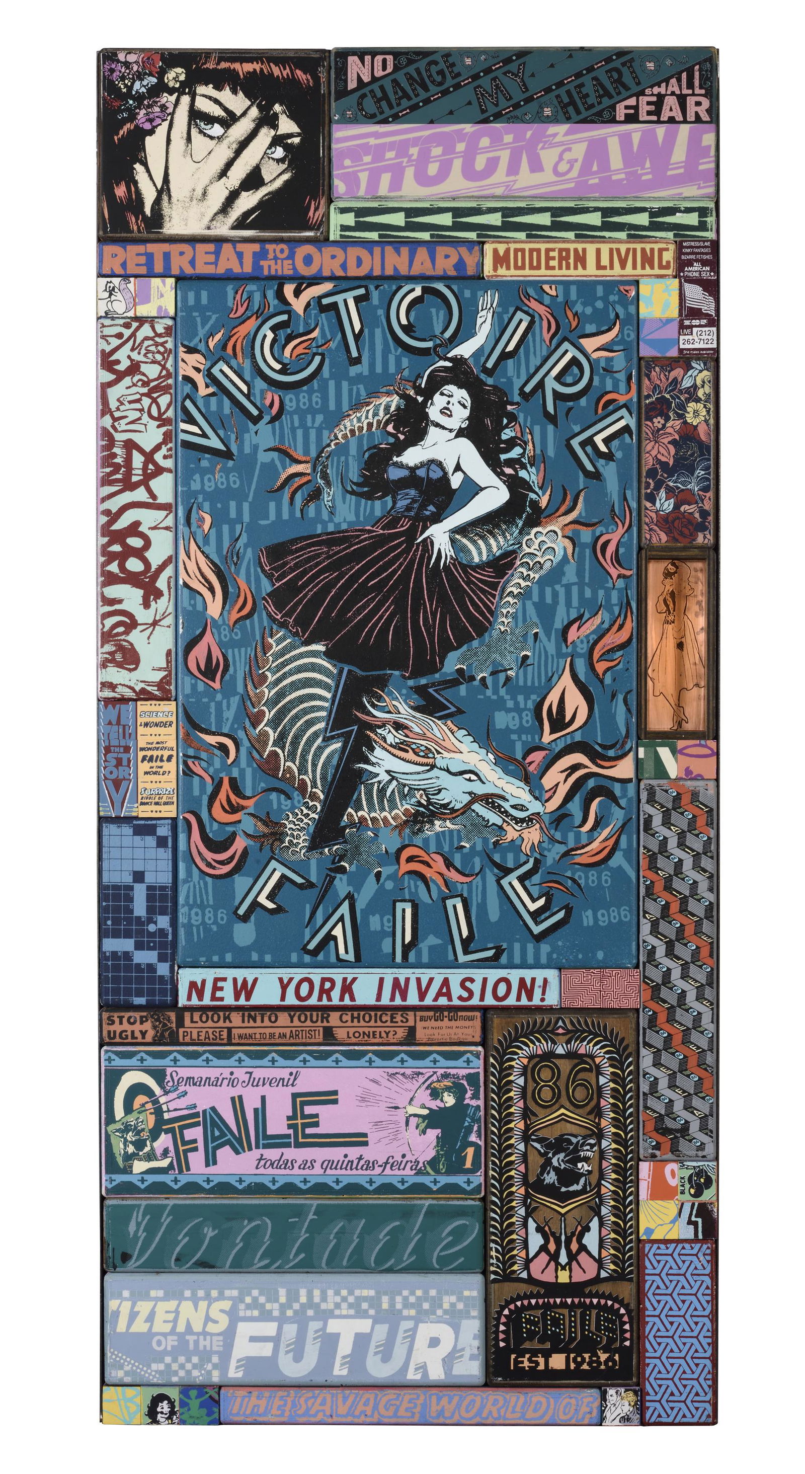 FAILE (Americans, collective founded in 1999): FAILE (Americans, collective founded in 1999) Viktor & Awe, 2013 Acrylic, silkscreen and Ink Copper on wood, dated and signed on the reverse 72.4 x 32.7 x 2.9 in
