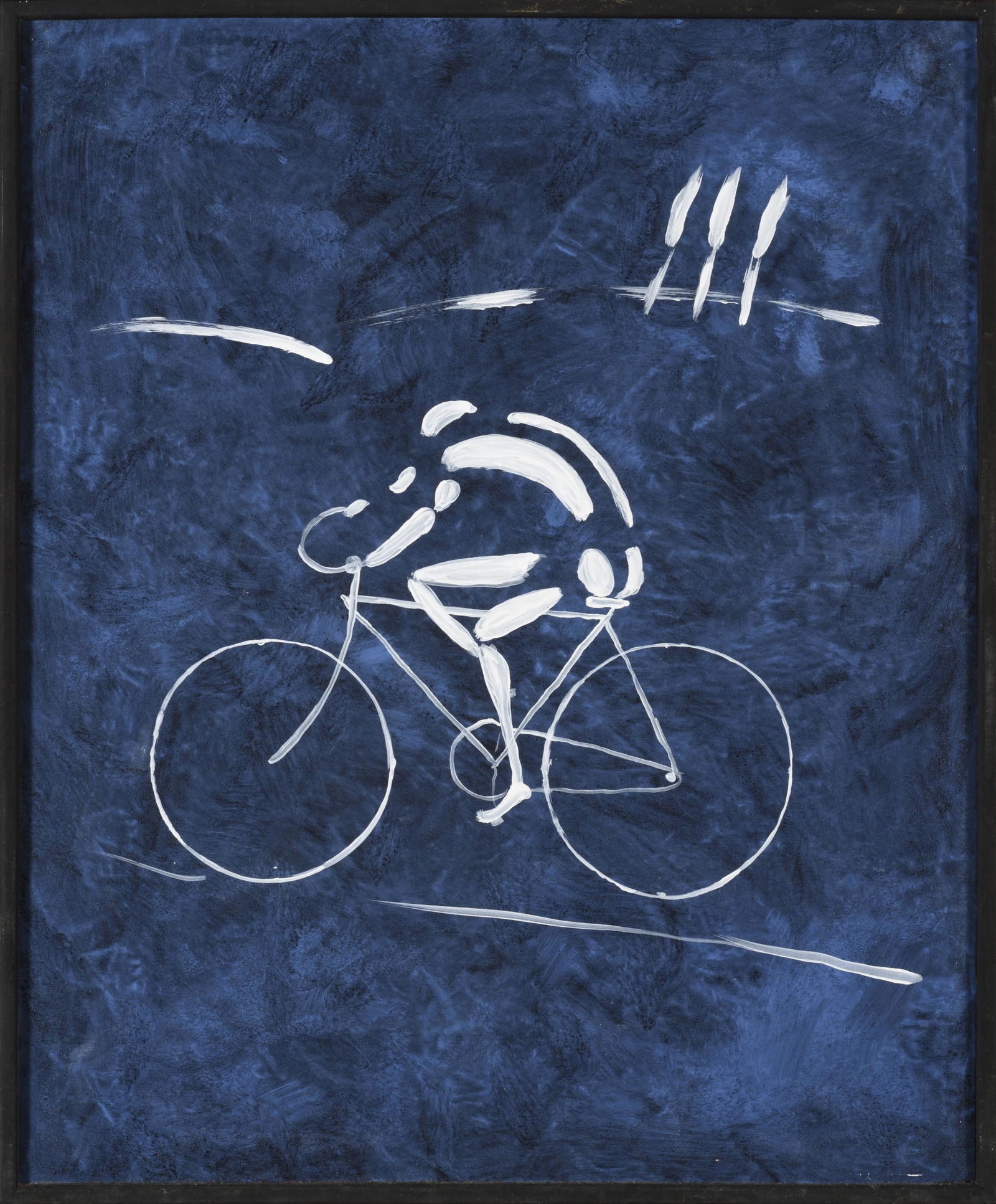 Jerome MESNAGER (French, born in 1961): Jerome MESNAGER (French, born in 1961) Untitled (Le cycliste), 2004 Acrylic on canvas, dated and signed on the reverse 29.1 x 24 in