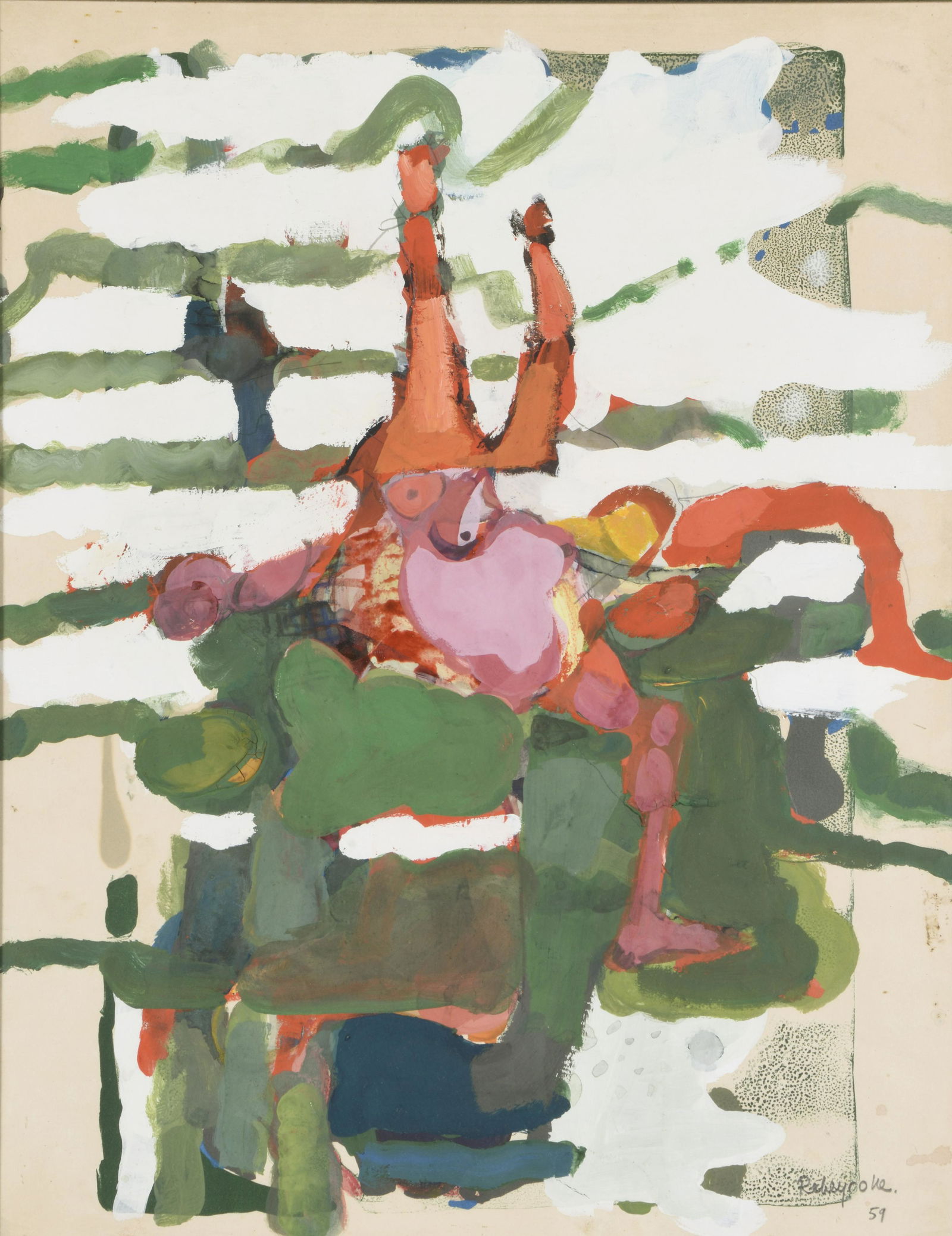 Paul REBEYROLLE (1926-2005): Paul REBEYROLLE (1926-2005) Composition, 1959 Oil on cardboard, signed and dated lower right 62 x 49 cm // 24.4 x 19.3 in Provenance : -Vente Me Ionesco, 16 Mars 1989 -Private collection