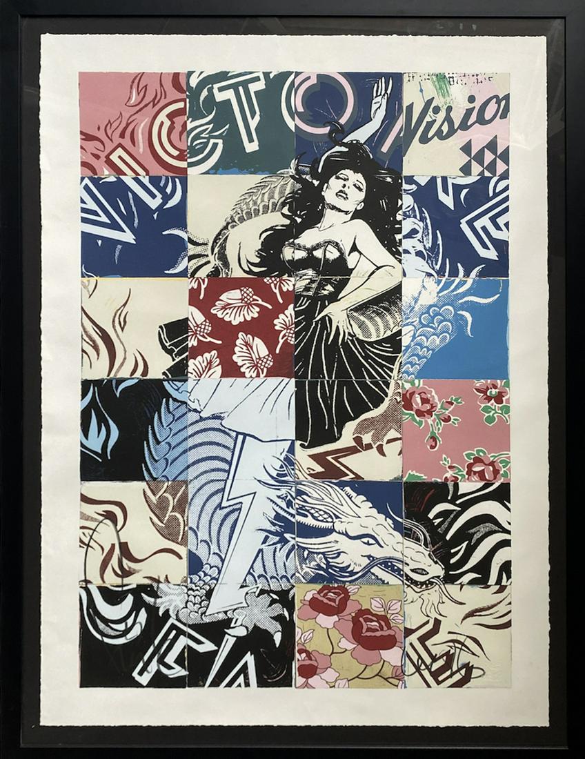 FAILE (Collective founded in 1999): FAILE (Collective founded in 1999) Visions Victoire, 2017 Silkscreen in color on vellum signed lower right, date and numbering stamped on back Edition of 300 99 cm x 70 cm Framed