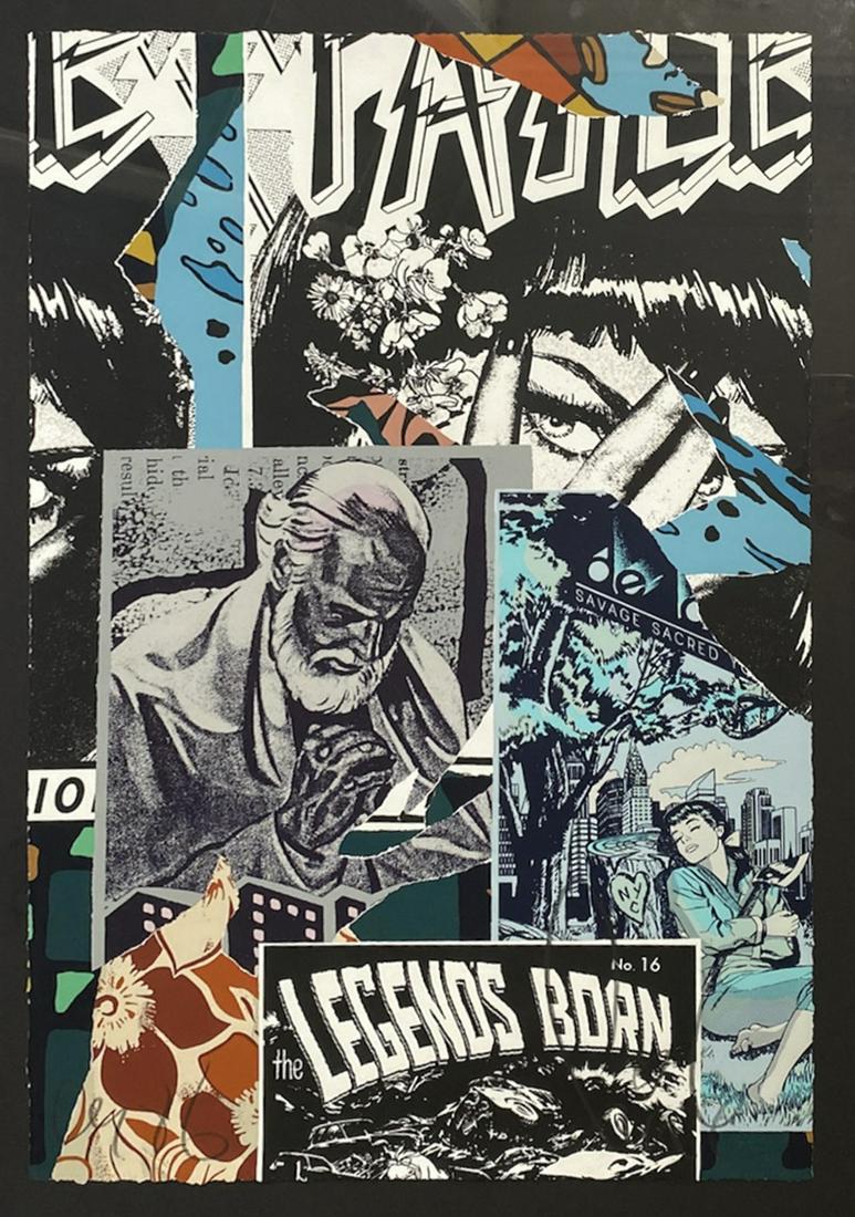 FAILE (Collective founded in 1999): FAILE (Collective founded in 1999) Night Bender - Savage sacred young minds, 2015 Silkscreen in colors on vellum signed on the lower right corner Edition of 100 91,4 x 61 cm Framed