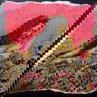 SWOON (American, born in 1977): SWOON (American, born in 1977) Dawn & Emma, 2018 Mixed media on mylar paper, dated and signed lower right 67 x 66 cm - 26.4 x 26 in