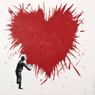 DI LORENZO (Italian, born in 1977): DI LORENZO (Italian, born in 1977) Declaration, 2007 Acrylic, spray paint and stencil on canvas, signed lower right, titled, dated and signed on the reverse 100 x 99.5 cm - 39.4 x 39 in