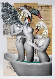 VINZ FEEL FREE ( Espagnol, né en 1979) Swan Lake: VINZ FEEL FREE ( Espagnol, né en 1979) Swan Lake Sérigraphie réhaussée sur papier numéroté A.P. , signé et tampon de l'artiste Screnprint printed in colours with hand- embellish signed and numb