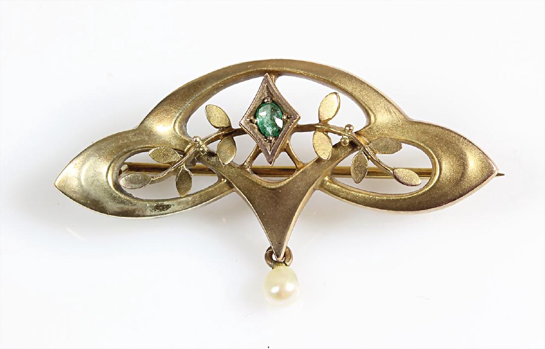 Brosche JUGENDSTIL um 1900, GG 333/000 sig: N & S, (1 of 1)