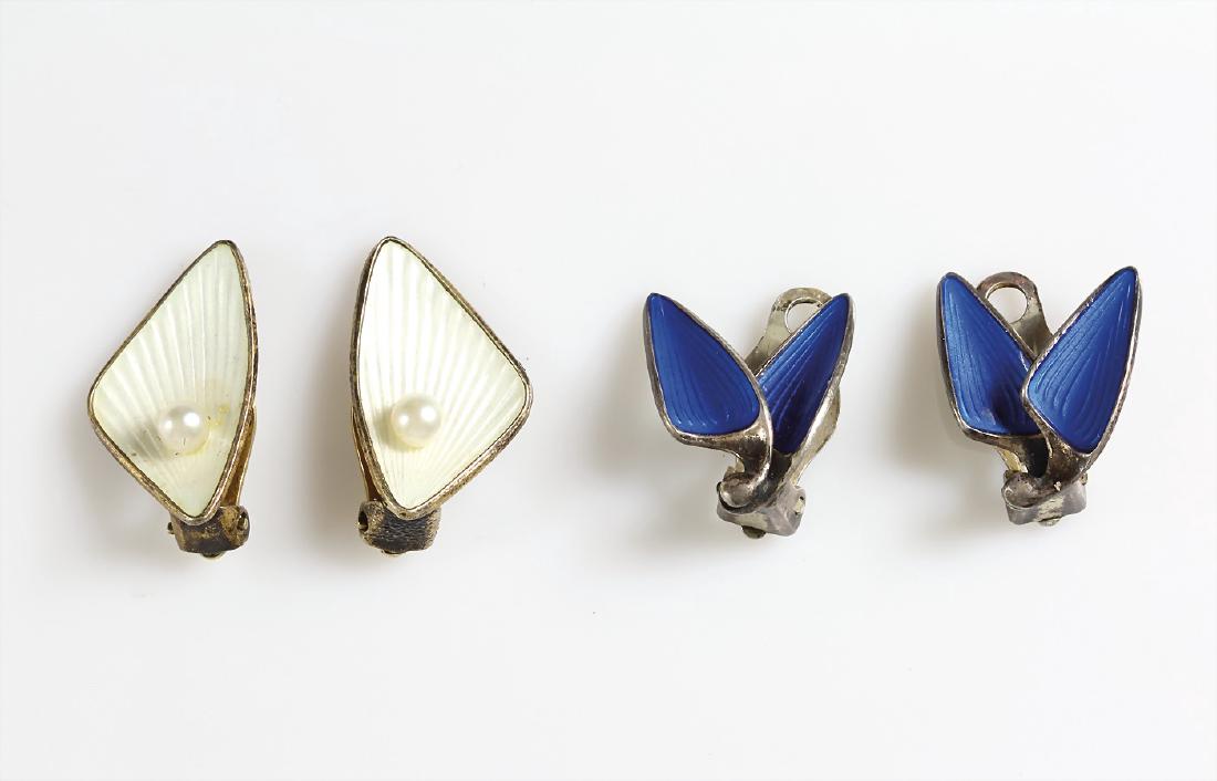 Lot: 2 Paar Emailleohrclips, 1 Paar Ohrclip, NORWEGEN, (1 of 1)