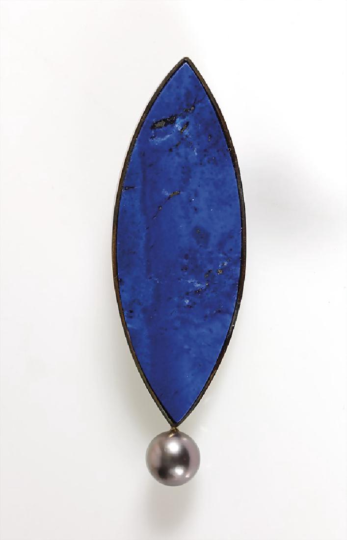 Brosche "BLATT", Silber 925/000, Lapis-Platte (1 of 1)