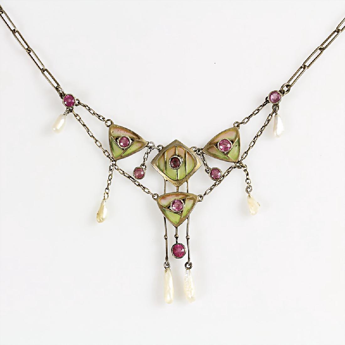 Feines "JUGENDSTIL" Collier um 1900, Silber (1 of 1)