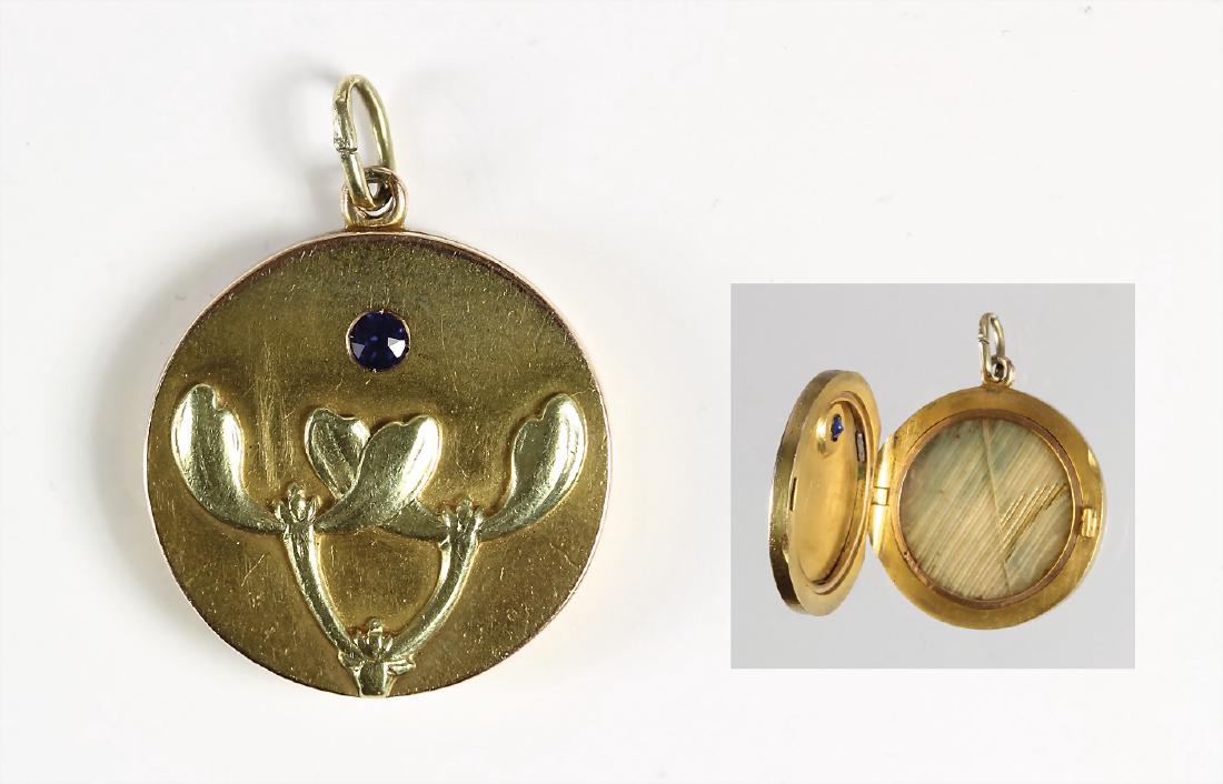 Medaillon, "JUGENDSTIL" um 1900, GG 585/000, (1 of 2)