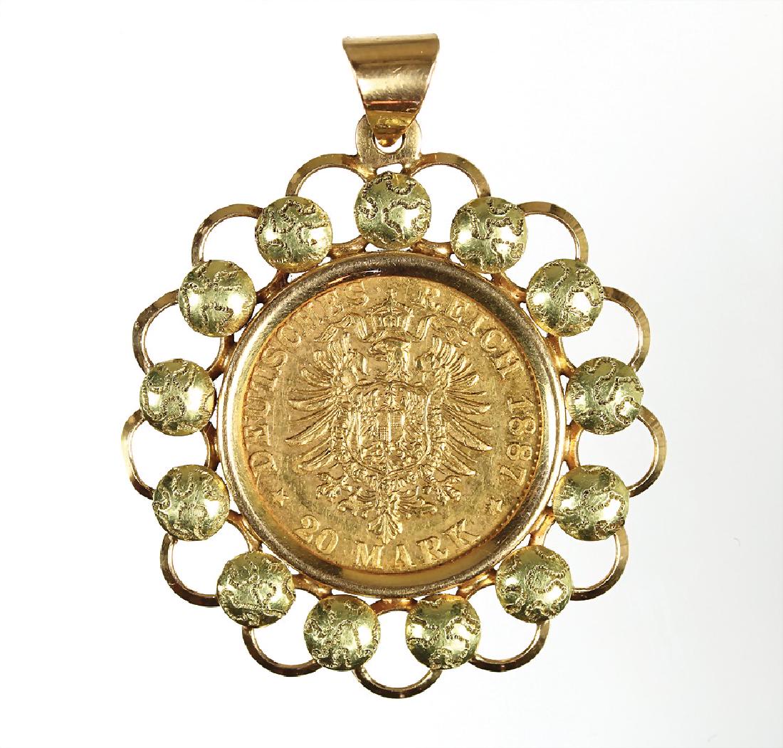 Münzanhänger, GG 750/000, Goldmünze: 20 Mark 1887 (1 of 2)