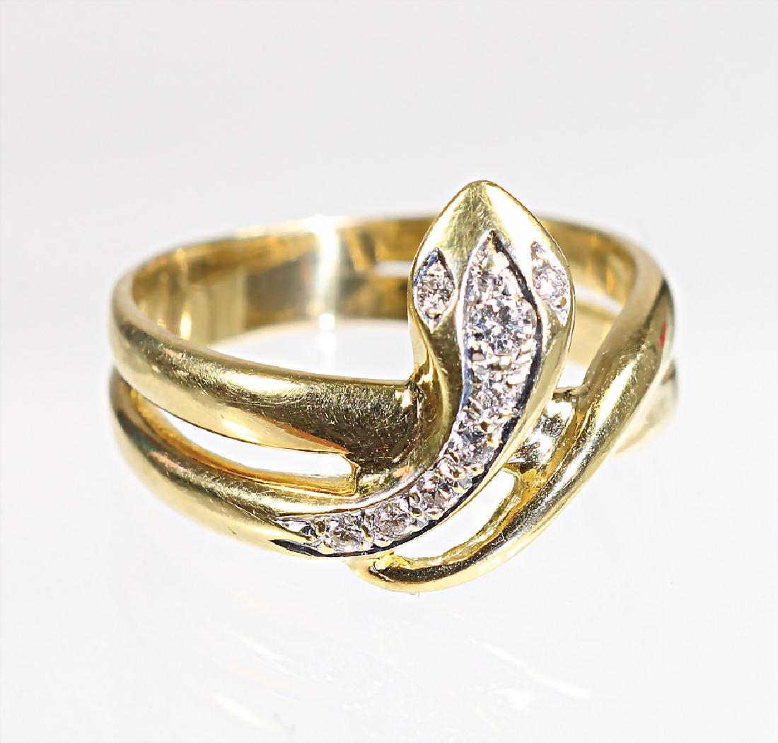 Ring "SCHLANGE", GG 750/000, 8 Brillanten ca. 0,09 ct (1 of 1)