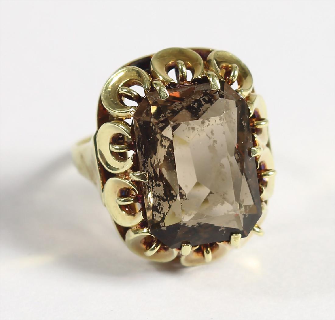 Ring, GG 585/000, Rauchquartz (8-Eck), RW ca. 54 (1 of 1)