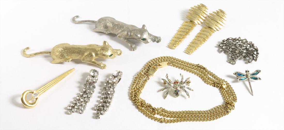 Lot: Modeschmuck, 6 Broschen u.a. 1 "SPINNE"; 2 Katzen; (1 of 1)