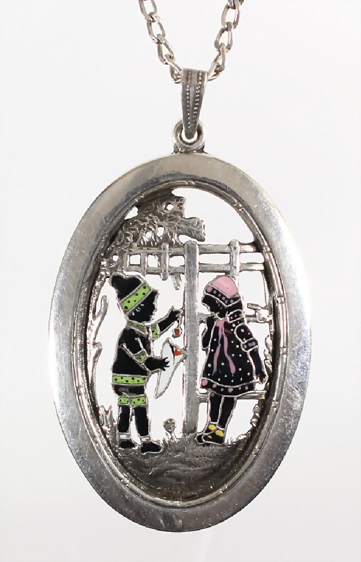 Anhänger "KINDER" mit einer Tüte Kirschen, Silber (1 of 1)