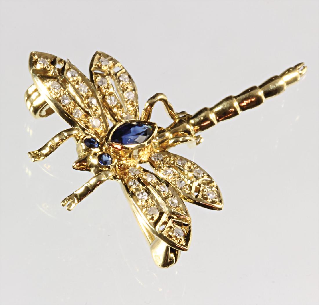 Brosche, "LIBELLE", GG 750/000, zentraler Saphir, 28 (1 of 1)