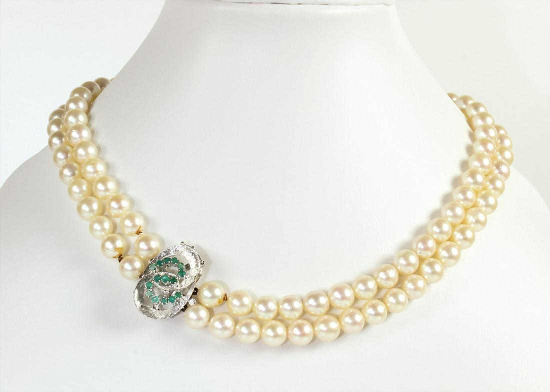 Perlcollier (2-reihig), WG 750/000, Schließe: oval (16 (1 of 1)