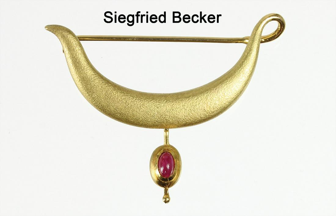 Brosche "SIEGFRIED BECKER", GG 585/000 sig.: SB, kl. (1 of 1)