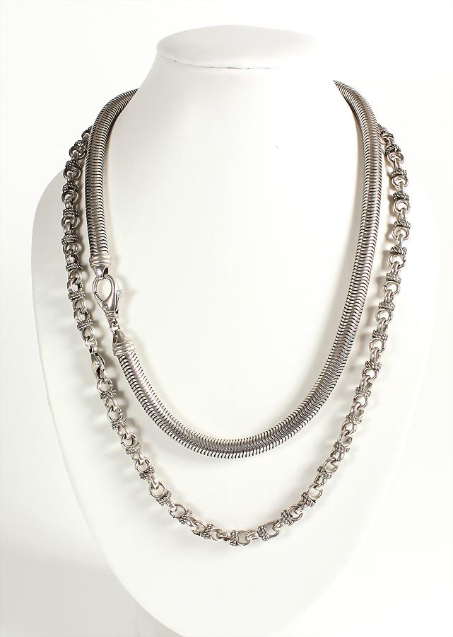 Lot: 2 Ketten, 1 Schlangen-Kette, Silber 925/000, D = (1 of 2)