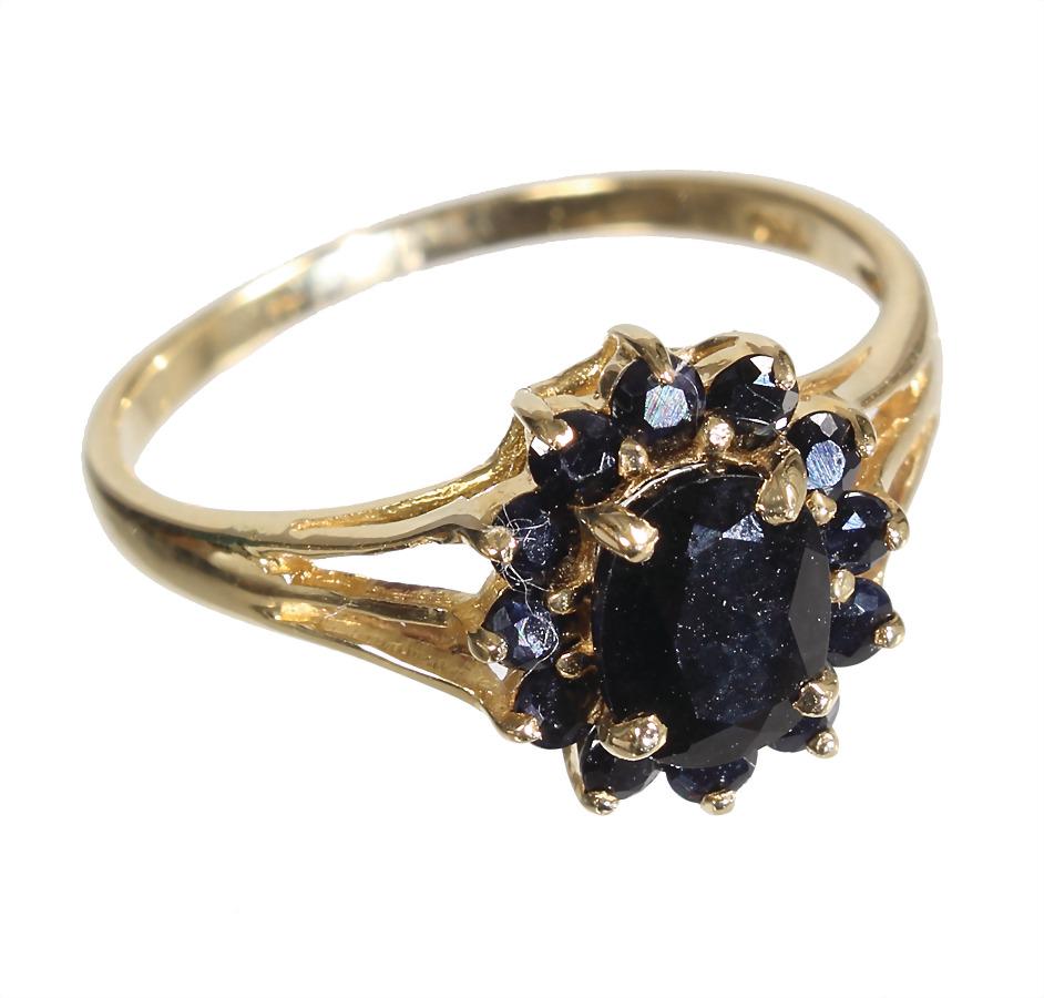 Ring, GG 750/00, zentraler Saphir ca. 1,1 ct, 12 (1 of 1)