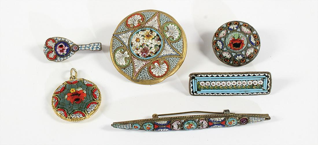 Lot: Mikromosaik Anfang 20.Jhd., 1 Brosche "MANDOLINE" (1 of 1)